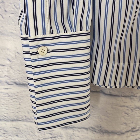 Diane von Furstenberg blue striped button down shirt size 2 - Picture 3 of 9
